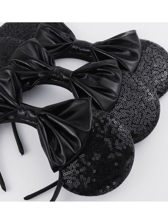 Women\'s Sequin Black Polyester Sequin Bow Mickey Mouse Headband Hair Accessory main image 4